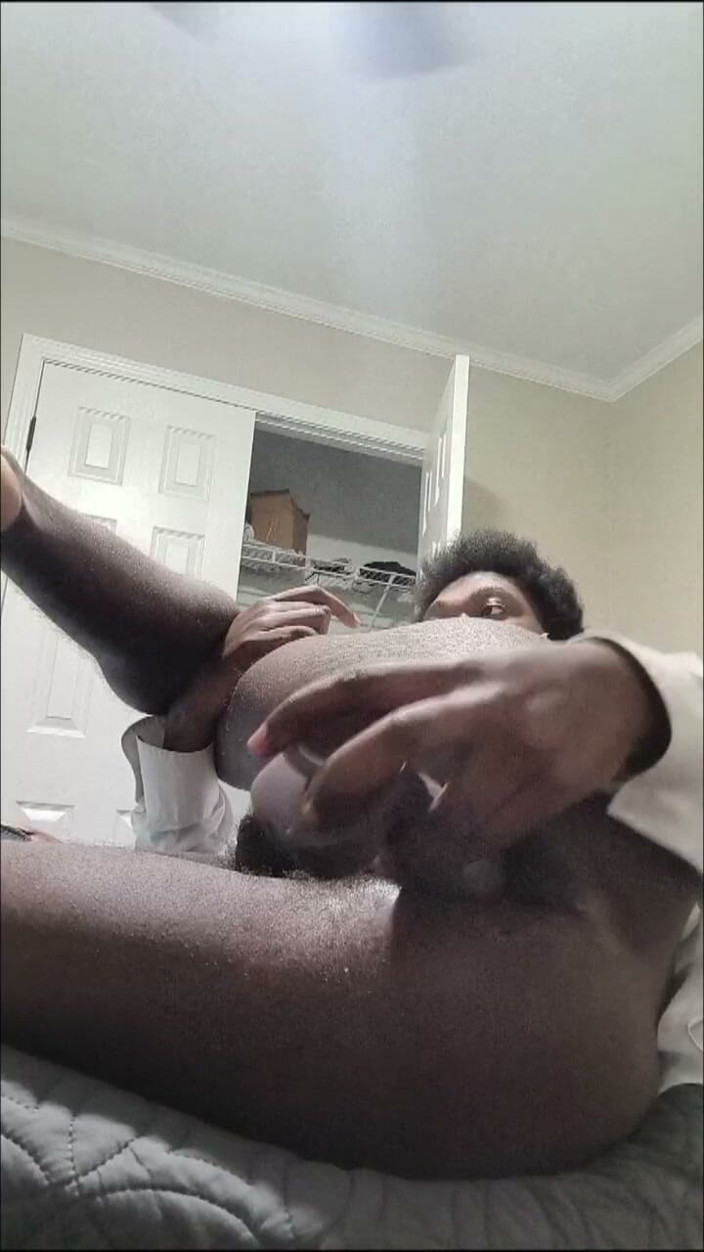 DaBlackFemboy: Deep BBC Dildo Strokes in Creamy Femboy Pussy