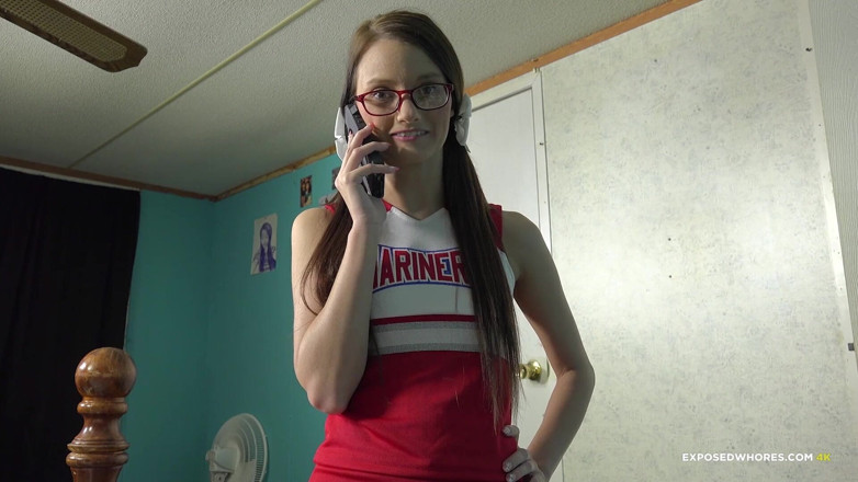 Exposed Whores Media: Farrah Valentine - Cheerleader gives her stepbrother a handjob to take...