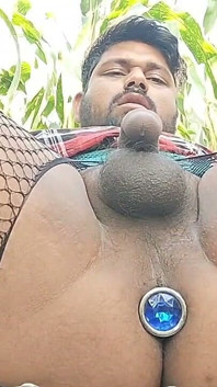 Desi Venkovní Crossdressing Sólo spodní prádlo Hrajte si s farmou
