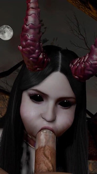 Raven Black Succubus jika memburu batang di dalam hutan