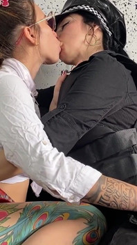 Horny Lesbian Between a Police Officer and a Sensual College Girl