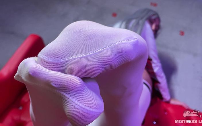Mistress Legs: Goddess Big Booty and Foot Tease in White Stockings on...