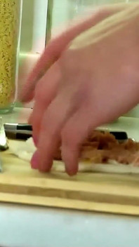 Blonde teen Cristal is fucked in the kitchen by her step mothers very hot friend