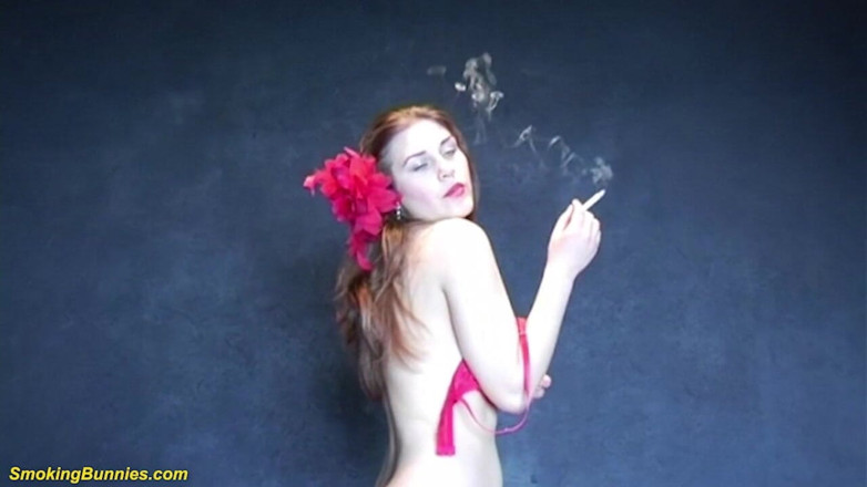 Smoking Bunnies: Sexy redhead big boob teen smoking cigarette