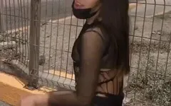 Tranny in Front of a Porn Restaurant