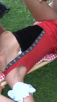 Blonde Teen Fucked Hard in a Hot Outdoor Threesome