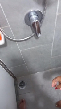 Sensual Red Nails Soapy Shower Handjob