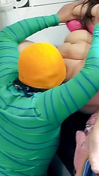 Husband Eating Chubby Wife's Pussy in the Kitchen