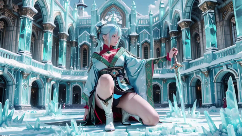 Seraphina Vale: Troni di ghiaccio! Mage dai capelli argentati in Abito rosso-verde...