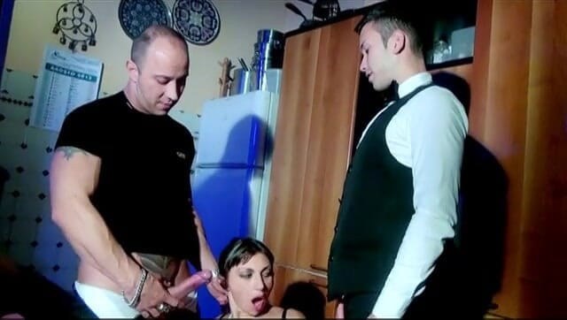 Xtime Network: Threesome small titted brunette is ready to fuck in the...