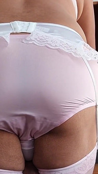 Pink Satin Panties Cum