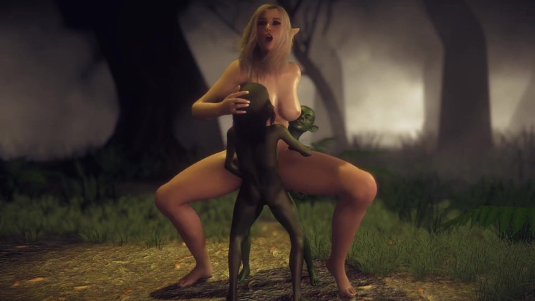 Wraith ward: Elf uzyskiwanie fucked przez dwa gobliny w trójkącie w lesie -...