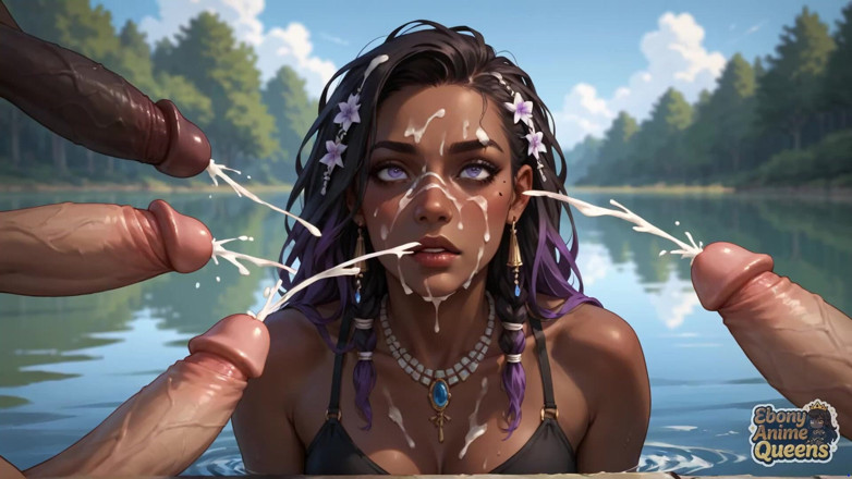 Ebony Anime Queens: Su eşiğinde ateşli zenci entices - xxx!