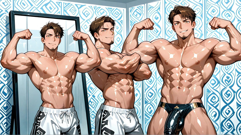 Erotic Man: Ai sexy geoliede gespierde mannen