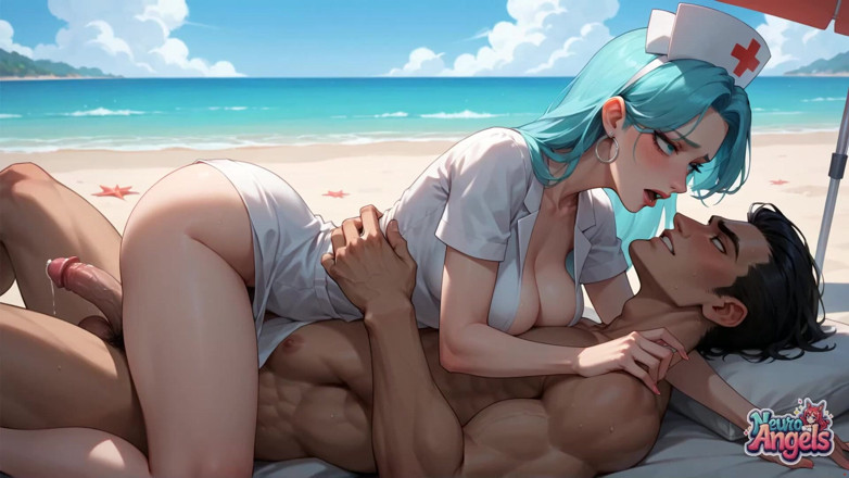 NeuroAngels: Beach Bliss: Turquoise Hair Babe's Triple Ejaculation Orgia