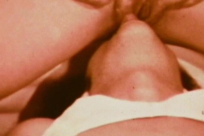 Japan Babe: Stockinged Blonde Worships Mustached Stud in Red-tinted Vintage Trio