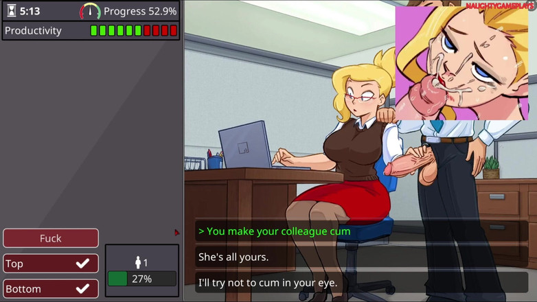 Naughty gameplays: Nauwelijks Werken - Rondborstige Blondine Geneukt Door Iedereen Op Kantoor - 3D-pornospel