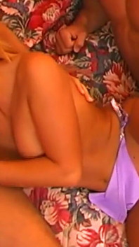 Awesome threesome action for blonde babe