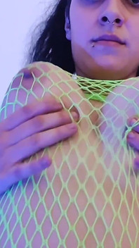 Fluor Fishnet Twerk Booty Shaking Tits Bouncing in Pigtails