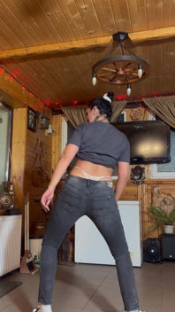 Back Tease in Jeans, White Tanga & Cigarette