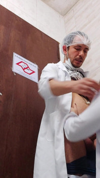 Nurse Takes off Condom While Having Sex with Asian Doctor in Hospital Bathroom