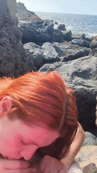 POV: Risky Outdoor Blowjob, My Readhead Girlfriend Sucks My Dick on the Beach