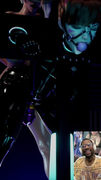 Transgender D.va Wears BDSM Latex, Ball Gag & Chasity Cage While Getting Butt Fucked