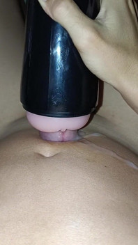 Massage and Ejaculation with Silicone Pussy Without Penetrating
