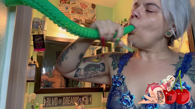 CherryBombBomb: Throat Goat Training with My New Long Fetish Toy