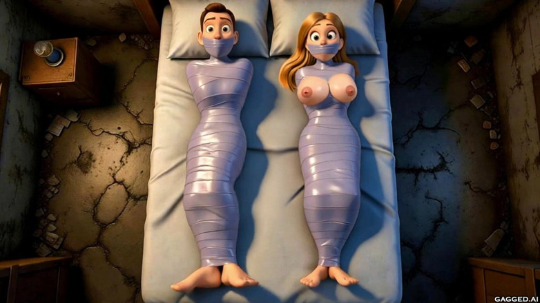 Gagged AI Cartoons: Legato e guardato