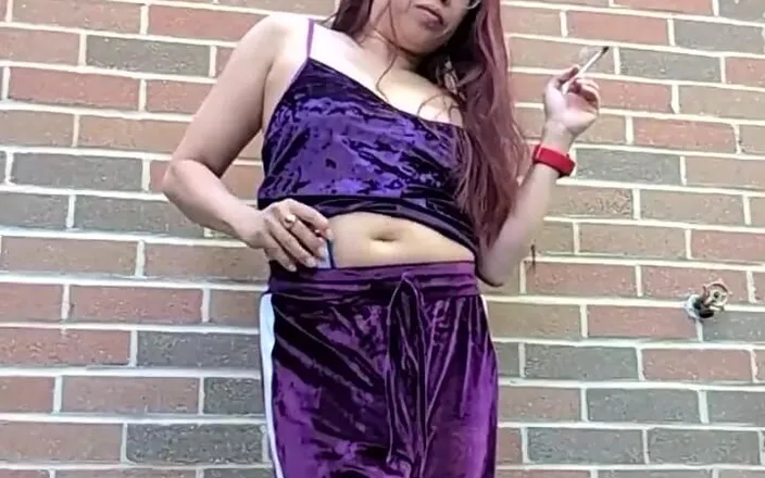 JasmineJade: Morning Smoke in My Purple Velour Outfit