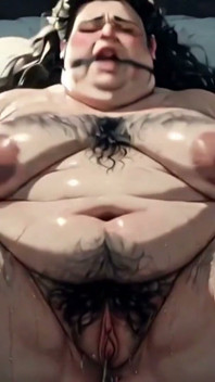 Enorme SSBBW imbavagliata sul letto - figa pelosa spaventata ed estremamente bagnata
