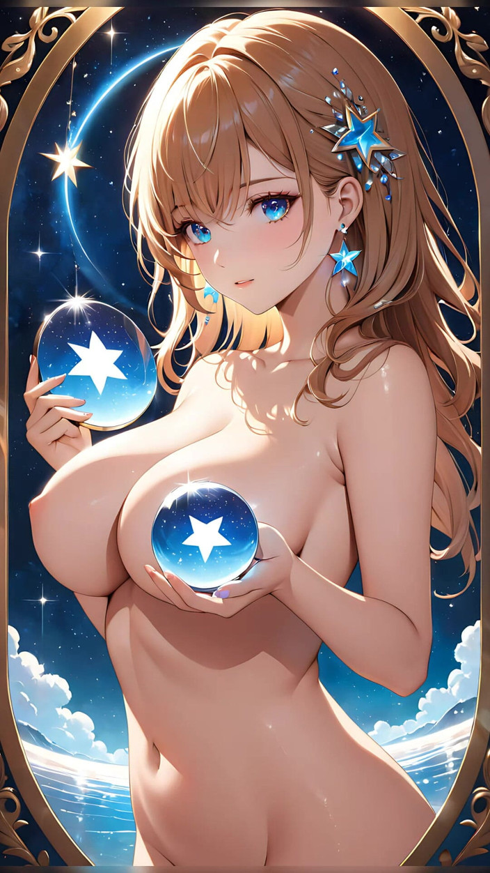 LustRender: Starlit Reflections - Ai Girl Håller en magisk spegel