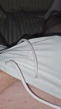 Stroking in My Wet Swim Shorts After the Pool - Precum Soaking Through