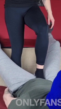 Ballbusting Trampling with Amateur Feet in Black Socks