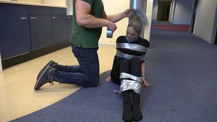 Restricting Ropes: Female crook caught and tickled