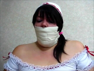 Selfgags classic: Nurse Layla's microfoam self gagging!