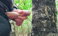 Contact with Nature Ended with a Wank Between the Trees and a Juicy Orgasm.