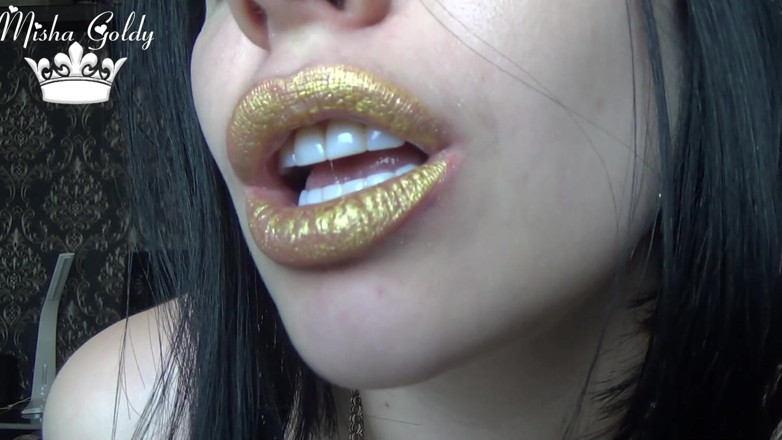 Goddess Misha Goldy: Goldene göttin lippen &amp;schmuckfetisch