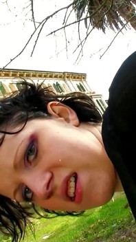 Dirty teen Clarysse fucked by her stepfather outdoor at the castle