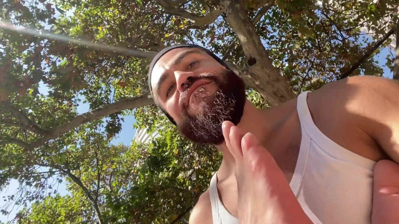 The Bearded Master: Foot Fetish &amp; Piss on the Street.