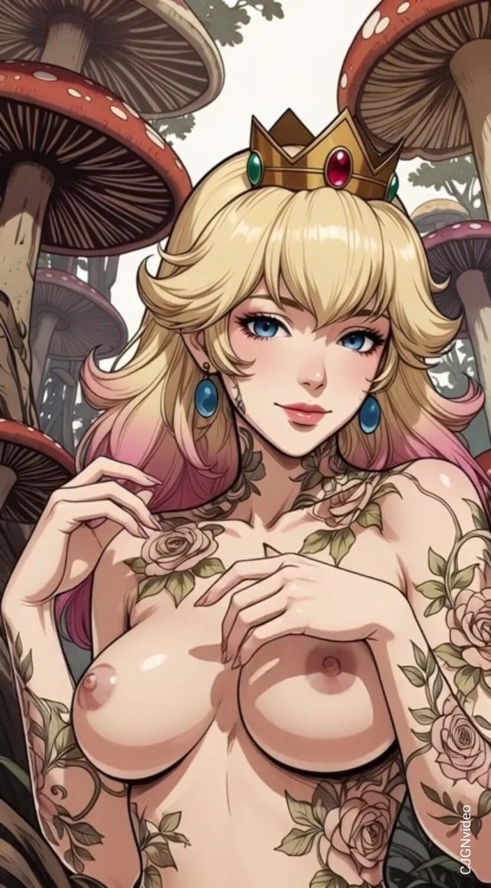 Hot girl dancing: Prinsessan Peach Topless i en svampskog (ai animation)