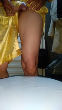 Crossdresser Cum Wearing Satin Pajamas