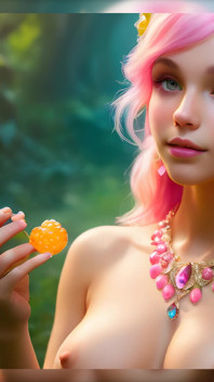 Vollbusiges nacktes elfenmädchen mit cloudberry