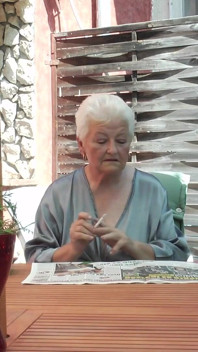 Horny Old Grandma Vera Fingers Her Unshaved Pussy Outside