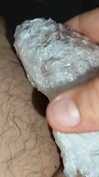 Dick in Plastic Ball Helps with Masturbation.