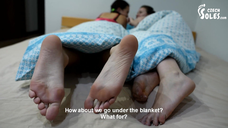 Czech Soles - foot fetish content: Two girls worshiping their BIG feet in bed