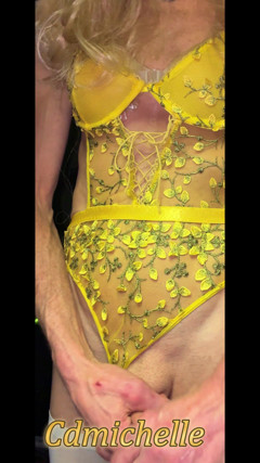 Cdmichelle Wearing White Dress with Yellow Onepiece Bodysute