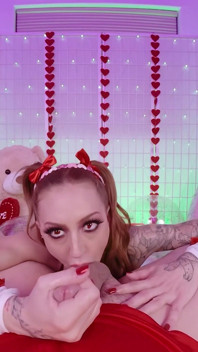 Horny Redhead Kendra Cole Gives Sloppy Valentine's Blowjob