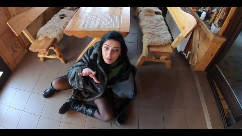 MilfyCalla: Elegant Fur-coated Slut Fucked on a Wooden Table and Covered...